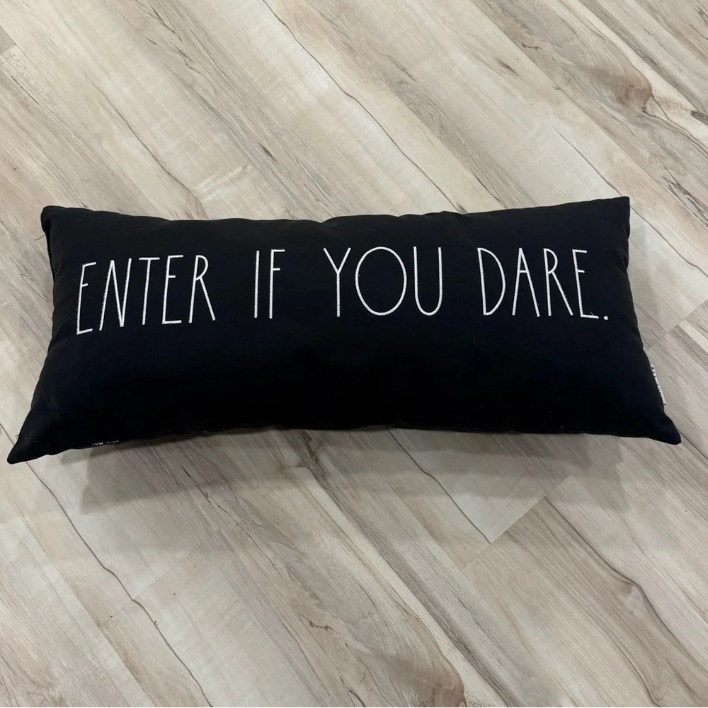 Rae Dunn Black Decorative Pillow “enter if you dare”